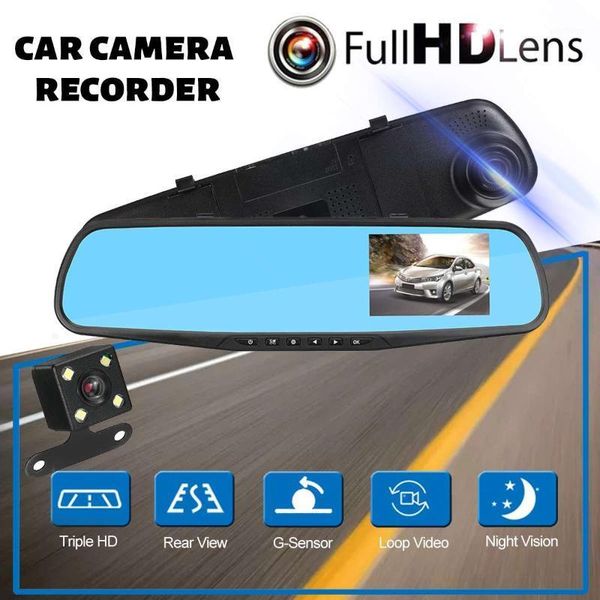 Auto-Rückfahrkameras, Parksensoren, Full HD 1080P, DVR-Kamera, 4,3-Zoll-Automobil-Datenrekorder, Rückspiegel, Armaturenbrett, digitales Video, Dual Le