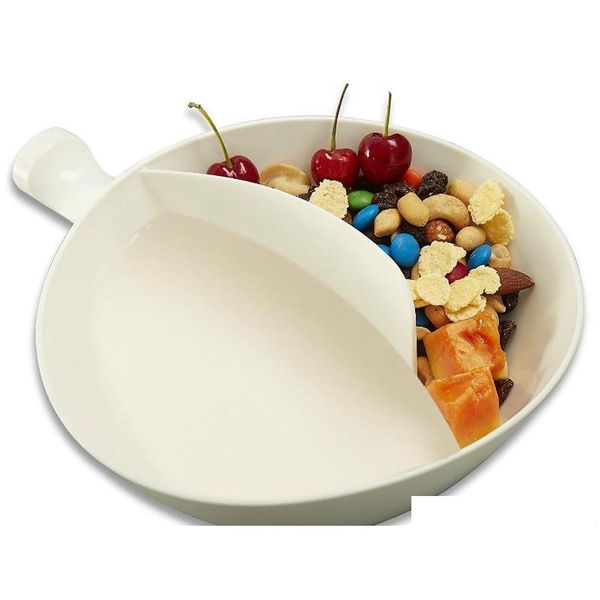 

2-in-1 isolation bowl soggy med white anti-soggy snacks cereal bowl with ergonomics handle design and grip lsevg