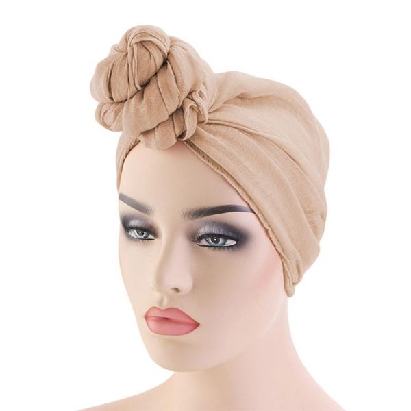 

women knot bonnet cap hijab soft tie fashion muslim turban hat arab head wrap scarf long hair solid headband, Blue;gray