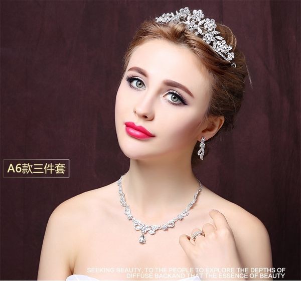 

new bridal headdress crown three piece wedding dress accessories korean mori fairy, Silver