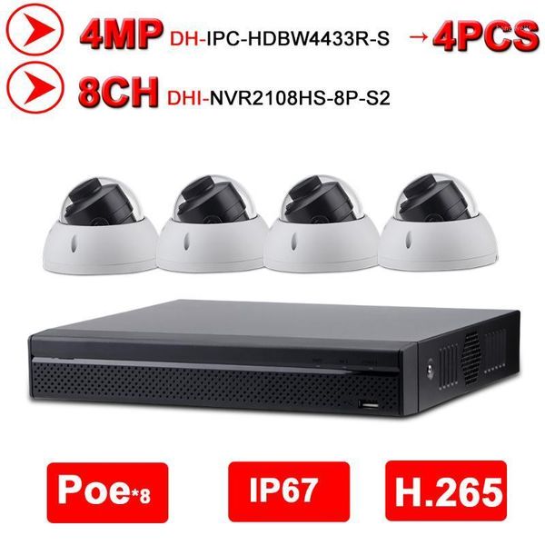 

dahua 4mp 8+4 security cctv camera kit with nvr2108hs-8p-s2 ip camera ipc-hdbw4433r-s p2p surveillance system easy to install1
