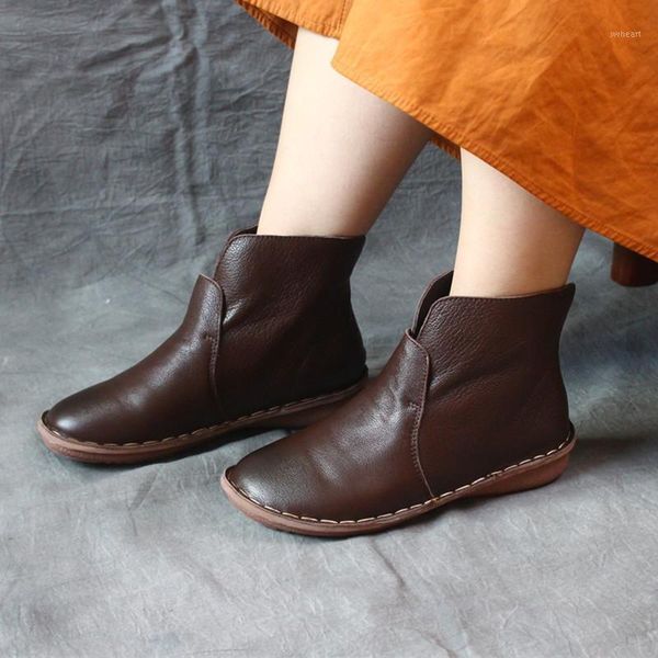 

boots careaymade-autumn&winter retro children's hand-made soft 100% real leather sewing pure handmade casual boots,2 colors1, Black