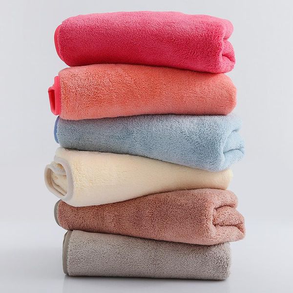 

towel selling thickened high-density coral fleece edging bath soft absorbent no lint fading 2-piece set 75*35cm+140*70cm