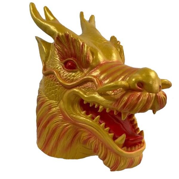

chinese gold dragon mask halloween horror latex cosplay mask ball party bar props