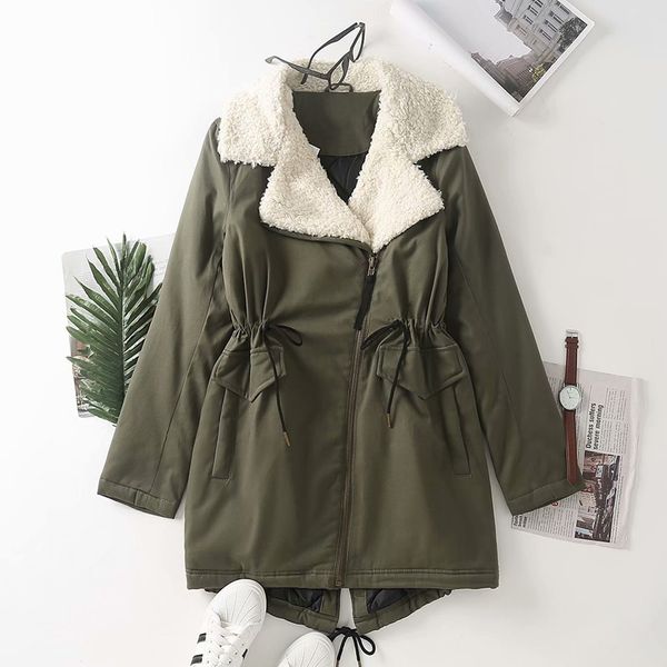 

kumsvag women winter warm parka jacket coats 2020 drawstring long sleeve slim thicken female fashion street parkas outerwearx1016, Black;brown