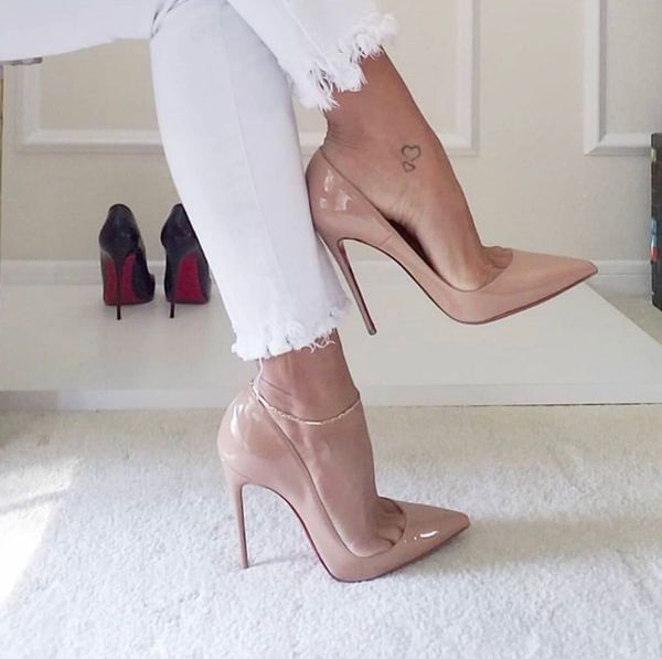 

women's shoes high heels slinky wedding party red soles shoes, Black
