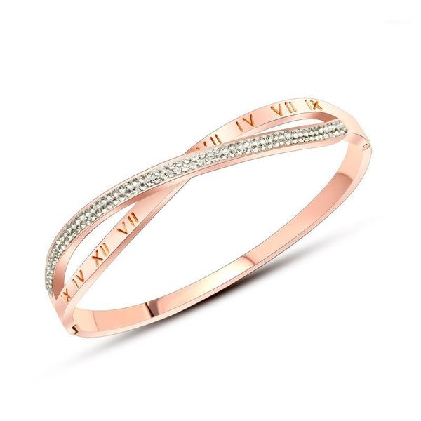 

bangle gorgeous delicate twisted crystal stainless steel bracelets bangles for women female girl lady trendy upscale jewelry gift party1, Black