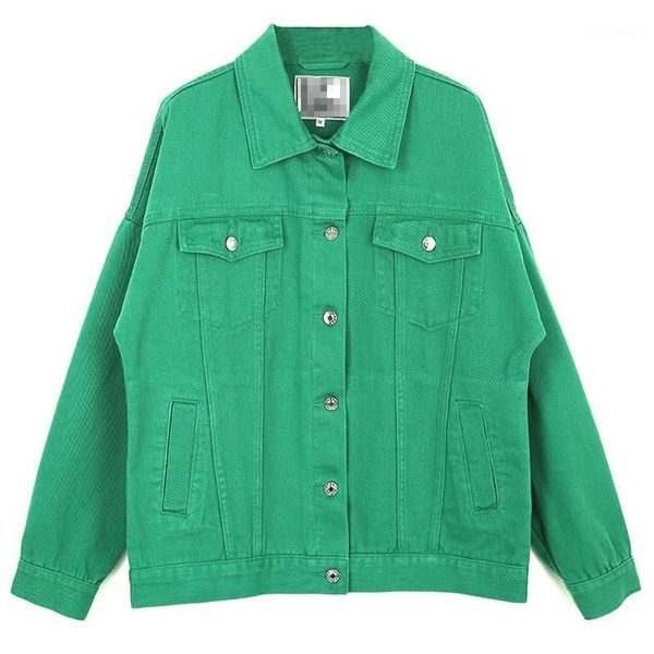 

women casual denim jacket loose basic jackets female pocket jeans coats streetwear1, Black;brown