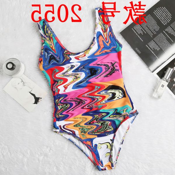 

20 open back plaid slim one piece swimsuit