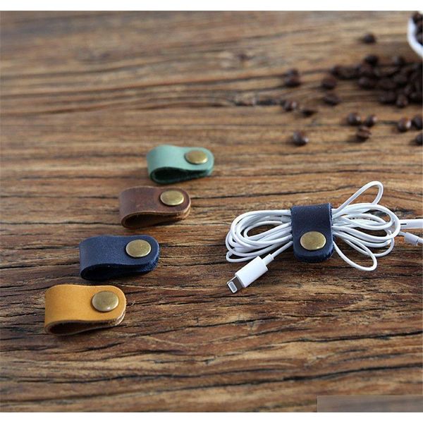 

2pcs leather cable winder organizer desk set usb wire data line holder earphone line winder wrap cord desk accessories gifts uh9l4