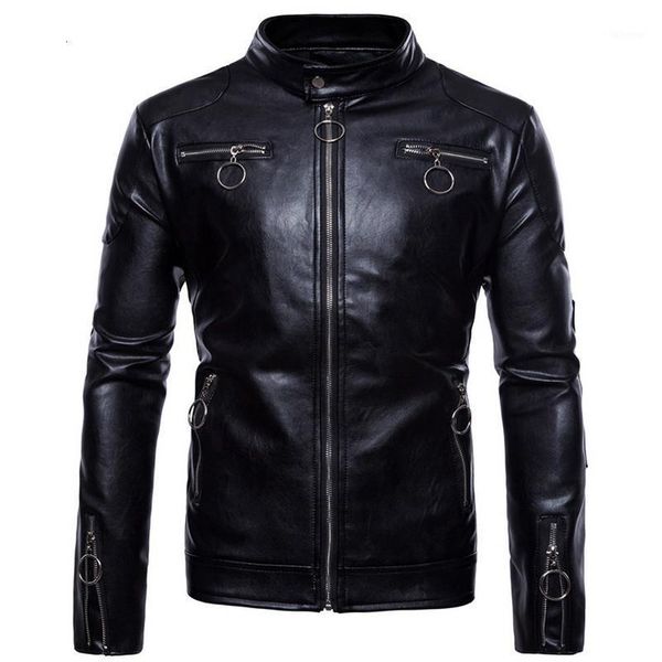 

the winter leather jacket men's imitation jacket korean clothing clothing slim men's skeleton sweater, m-5xl1, Black