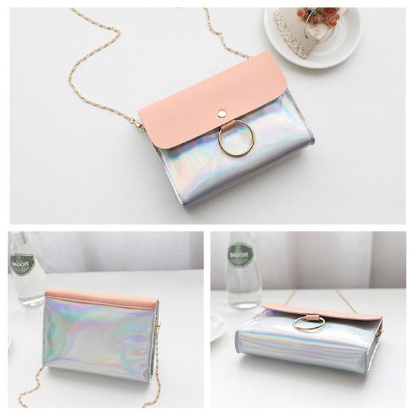 

fashion laser crossbody bag women chain mini purses evening clutch bag portable female shoulder messenger pack
