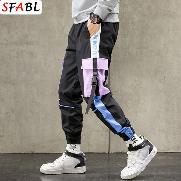 

sfabl big pockets cargo harem pants men 2020 ribbons black hip hop men's pants casual joggers trousers fashion male streetwear1