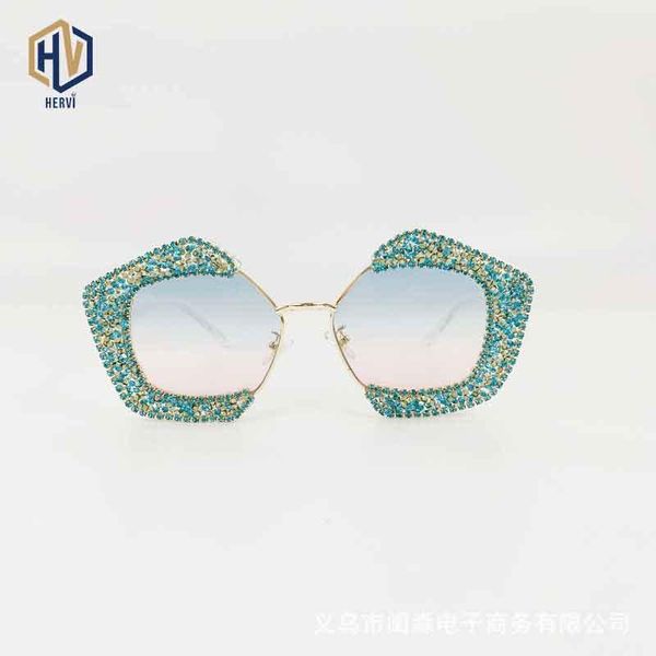 

sunglasses irregular oversized women two tone lens small rhinestone decoration sun glasses fashion big frame eyeglasses uv400, White;black