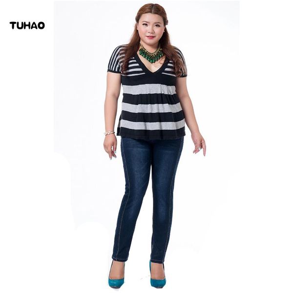 

tuhao big plus size women blue jeans s-6xl denim pants winter autumn wear full length casual women's jeans trousers pt24