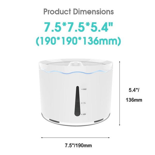 

1.8l matic cat fountain electric pet water dispenser feeder led dog cat drinking filter bowl container usb bbyxja