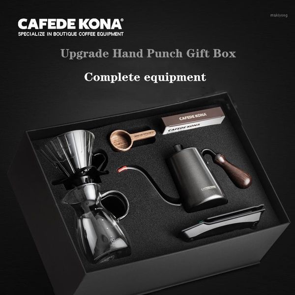 

coffee roasters cafedekona hand drip set 6pcs ( filter+dripper+kettle+scale+server+measuring) gift box1