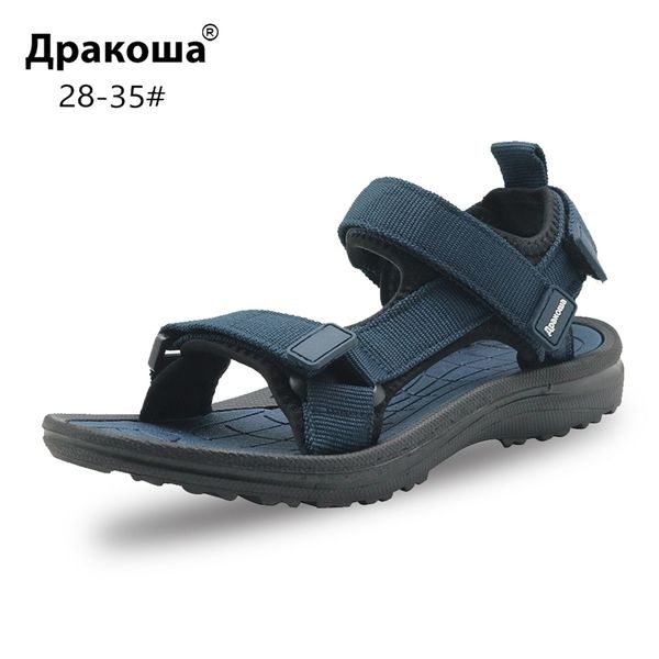 

apakowa little kid boys girls summer peep-toe beach walking 3 strap sport sandals child washable quick drying water shoes t200703, Black;red