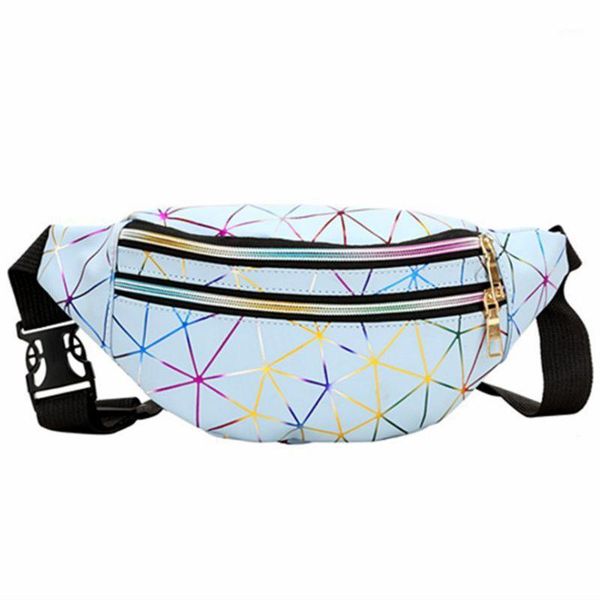 

waist bags drop chest belt bag fanny pack women phone pouch fashion laser geometric female1