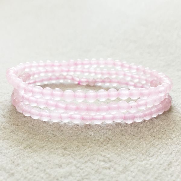 MG0080 Braccialetto di quarzo rosa all'ingrosso per le donne Nuovo design Cristalli Mala Beads Jewelry 4 mm Mini set di braccialetti di pietre preziose