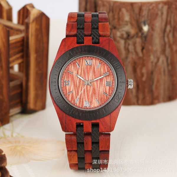 

watch new character wooden roman quartz men's fashion leisure watch1dxs, Slivery;brown