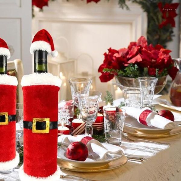 

christmas decorations dinner wine bottle set santa claus button decoration clothing kitchen decoration1