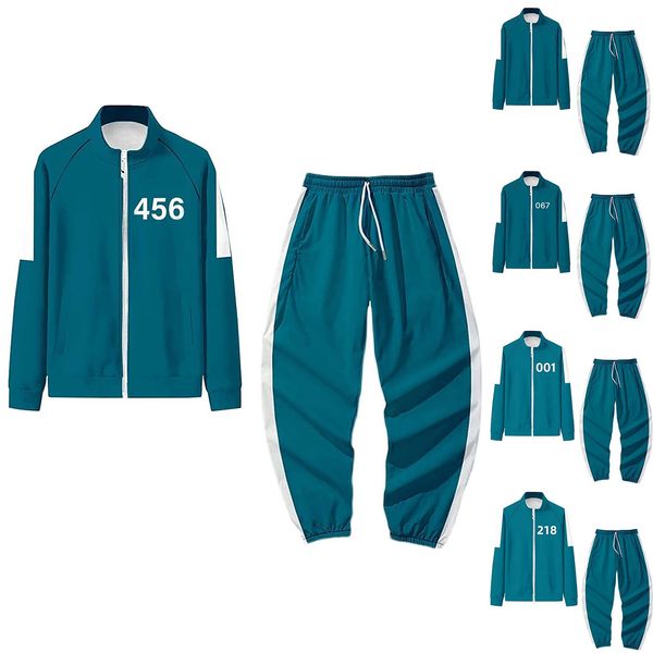 

2021 autumn men/women blue jacket pants set 001 number costume plus size sportswear casual sweatshirt suit, Black;blue