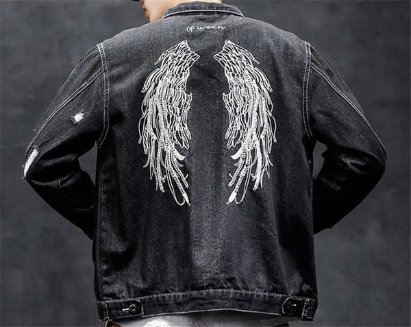 

печатная джинсовая куртка осень и зима красивой мужской одежды случайных молодые и среднего возраста балахонов, Black;brown