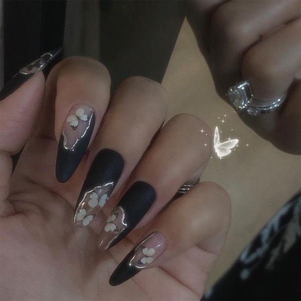 

false nails ins dark baroque butterfly wearing manicure fake nail patch waterproof removable piece, Red;gold