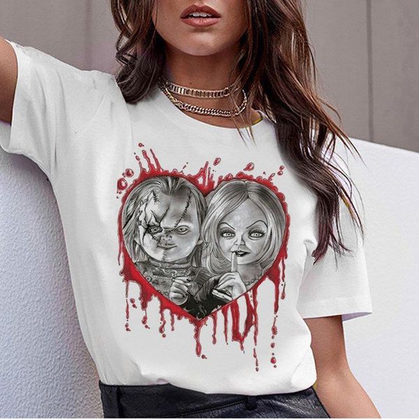 

новый графический chicky horror высокое качество cool женщины футболка женский harajuku летняя футболка мода улица ульцзанг топ tee рубашка, White