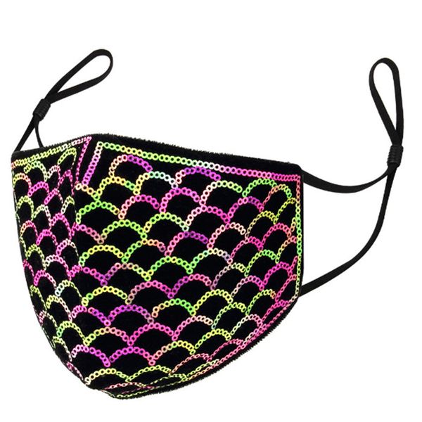 

sequin face mask for woman glitter paillette reusable washable soft cotton inside party masks decoration bling 3d face mask
