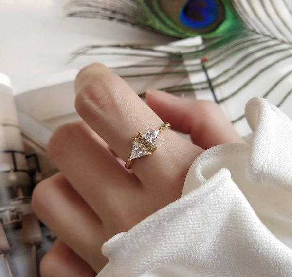 

корейских женщин треугольные циркон кольцо adjustable002, Silver