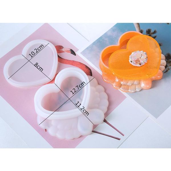 

ящик для хранения смолы силиконовых mold для изготовления ювелирных изделий в форме сердца cut mold diy кристалл эпоксидных увы коробки пода, Black