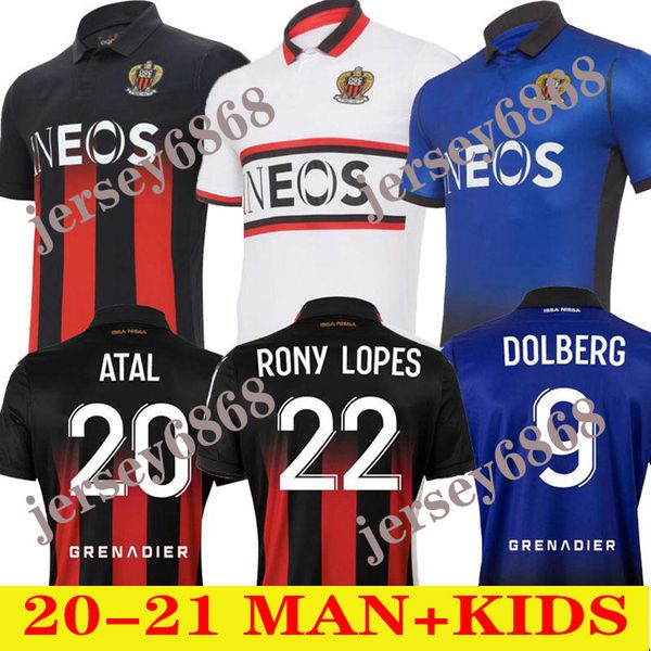 

20 21 maillot de foot ogc nice soccer jersey 2020 2021 atal dolberg pierre lees-melou gouiri ignatius ganago wylan rony lopes football shirt, Black;yellow