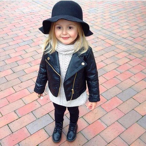 

girls pu zipper jackets cool jacket for girl 1-6 years kids classic collar coats teen windbreaker clothing children's outerwear, Blue;gray