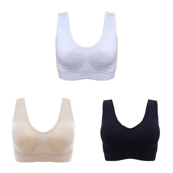 

women comfortable shockproof sports bra mesh hollow out vest yoga push-up support sportswear kg-976, White;black
