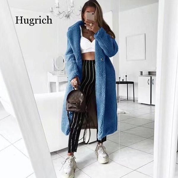 

coat women autumn winter 2020 casual plus size long jacket female thick warm outwear oversize fur mujer chaqueta, Black
