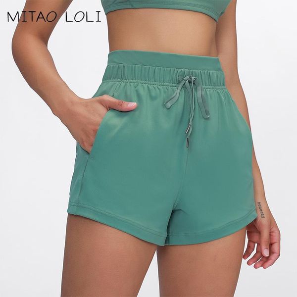 

mitao loli essential drawstring fitness gym linerless shorts soft cotton feel high rise workout sport shorts with pocket 3", Black;blue