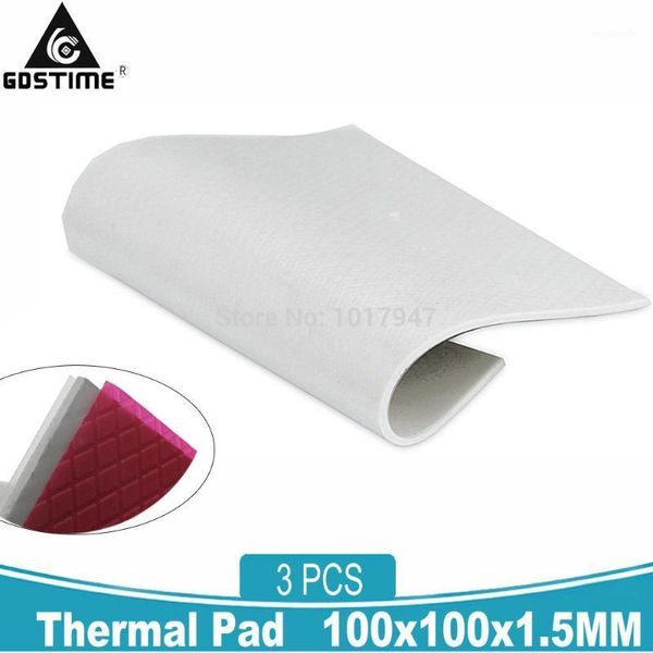 

3pcs gdstime 100mm*100mm* 1.5mm thermal pad sheets gpu cpu ic heatsink cooling conductive north south bridge silicone pad1
