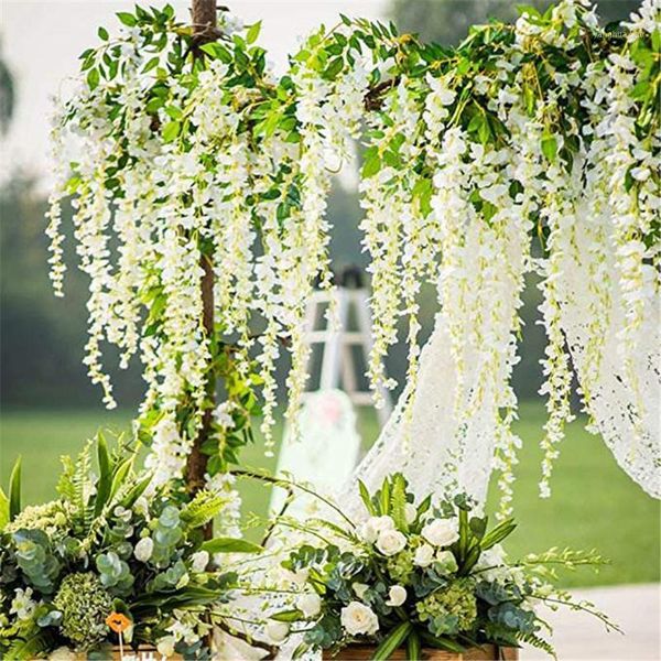 

decorative flowers & wreaths artificial wisteria hanging vine for wedding ceremony party home garden decor silk garlands of wisteria1