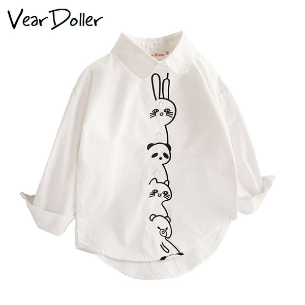 

veardoller girls shirts spring autumn long sleeve cute cartoon animal pattern children's clothing casual baby girl blouse y200704, White;black
