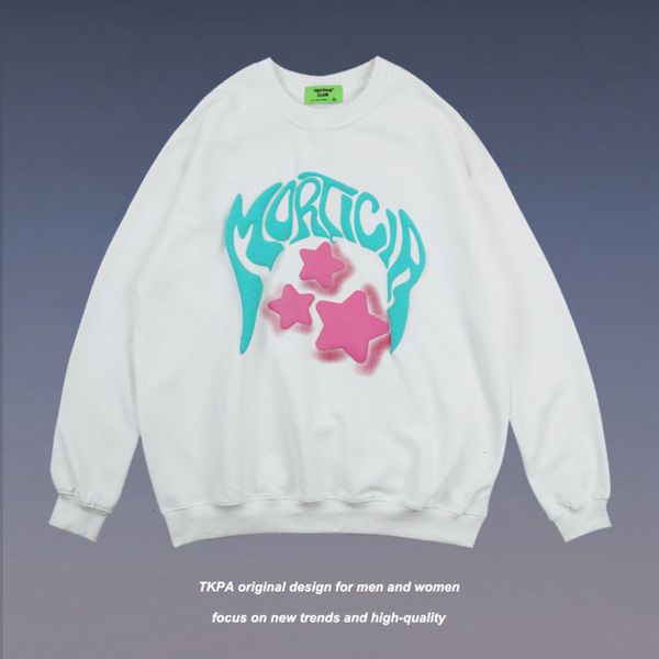

Tkpa autumn and winter couple sweater Harajuku high street letter graffiti foam printing student leisure sports top, Black