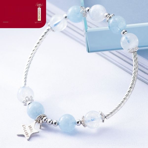 

hazyf с aquamarine moonstone 925 природный кристалл ювелирных изделий из серебра природные аквамарин moonstone кристалла с 925 серебряных юв, Golden;silver
