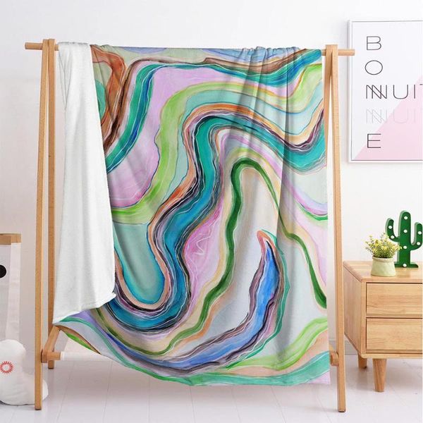 

flow color texture blanket sleeping blanket flannel travel single double large customized bedding1