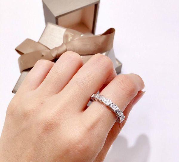 

fashion-women jewelry women rings gold plated platinum 6\\7\\8 yards single row full of diamond snake11, Silver