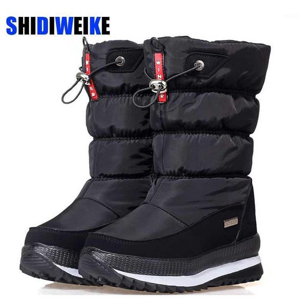 

boots 3 colors warm down women's snow thick fur plush mid calf women white black ladies cotton space female ab7441