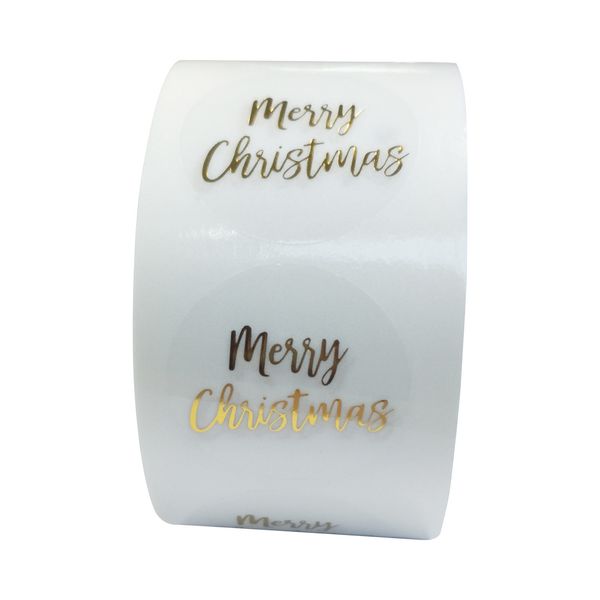 

new merry thank 100-500pcs christmas round you clear card box package label sealing stickers wedding decor stationery 2