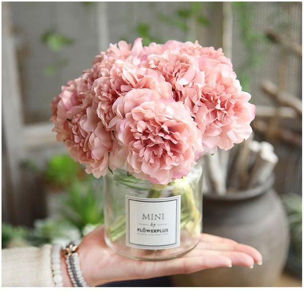 

pink silk hydrangeas artificial flowers wedding flowers for bride hand silk blooming peony fake flowers white home de bbyqlj