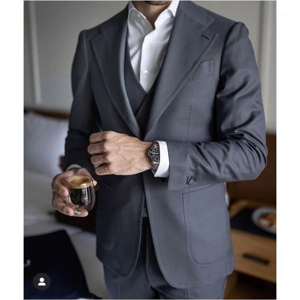 

formal grey men suits wedding tuxedo groom wear prom party terno masculino slim fit costume homme mariage 3 pieces blazer1, White;black