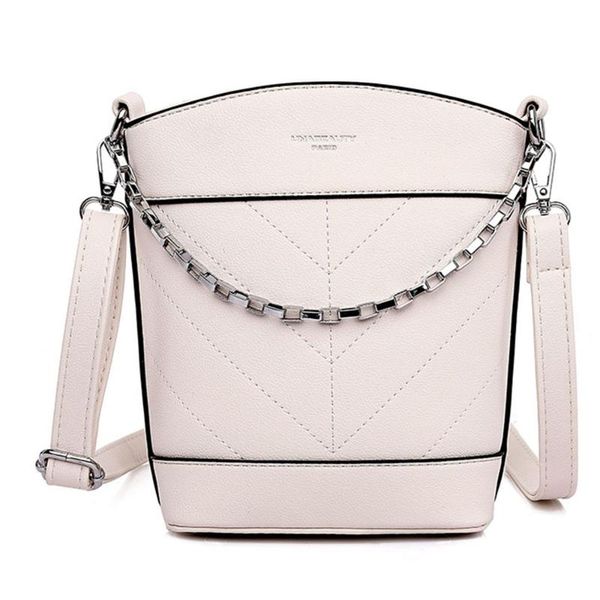 

solid female sewing thread shoulder bags fashion chain handbag for women 2020